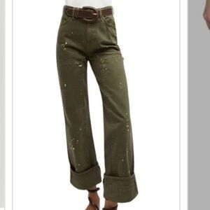 Veronica beard Dylan paint splatter straight leg green jean size 27